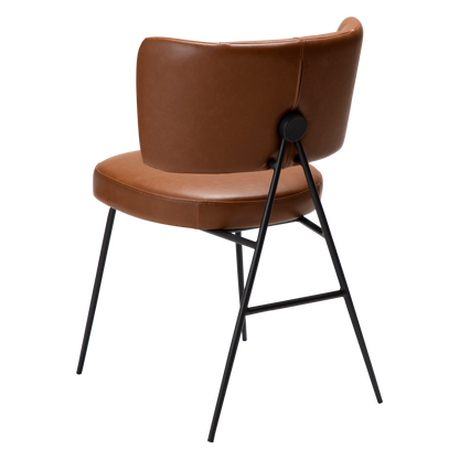 [var:Bezug=Vintage hellbraunes Kunstleder mit schwarzen Beinen] ROOST Stuhl