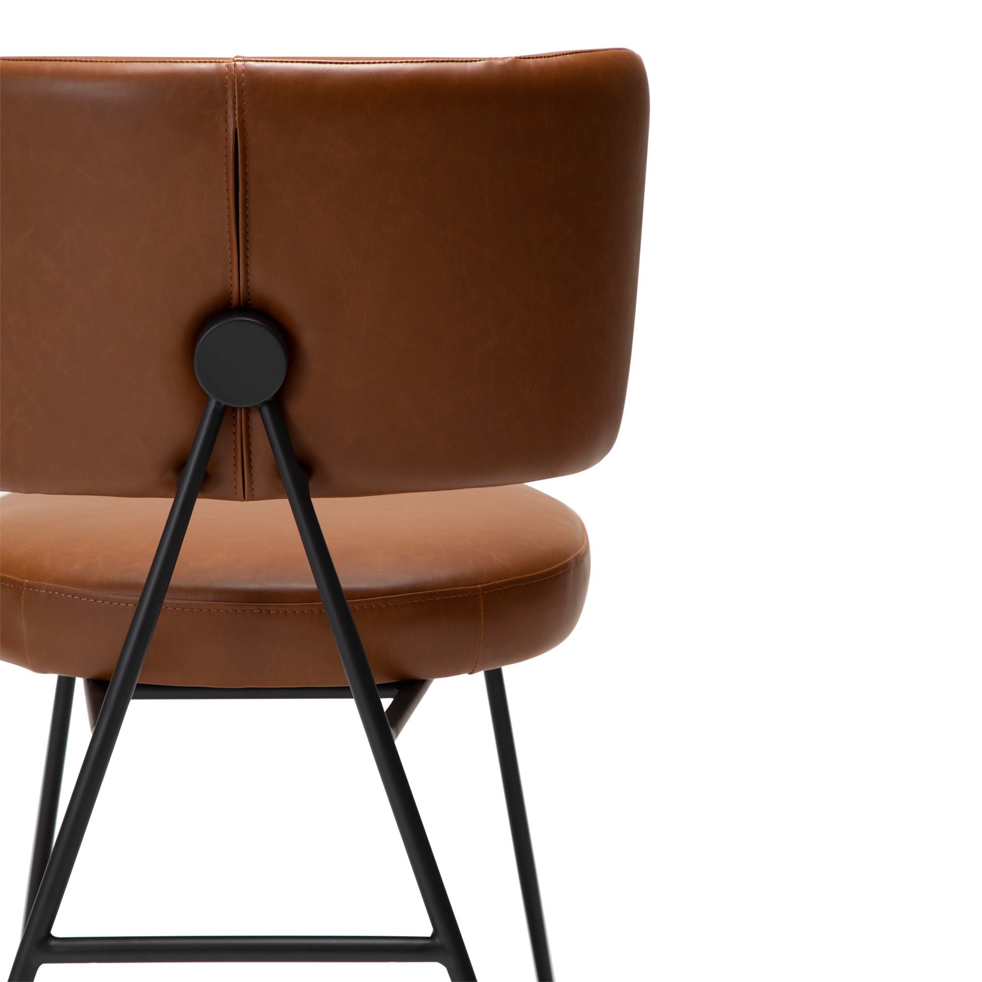 [var:Bezug=Vintage hellbraunes Kunstleder mit schwarzen Beinen] ROOST Stuhl