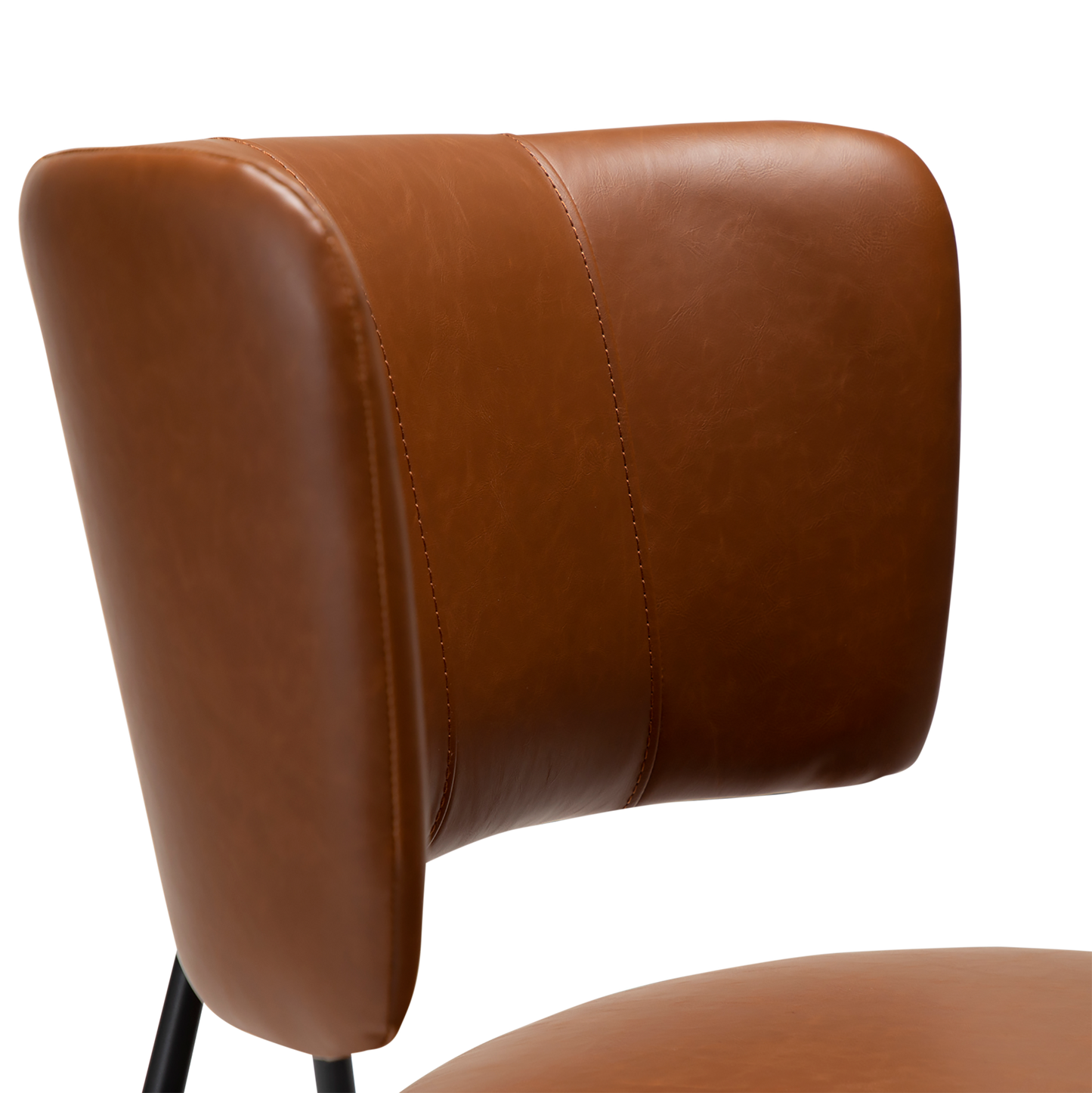 [var:Bezug=Vintage hellbraunes Kunstleder mit schwarzen Beinen] ROOST Stuhl