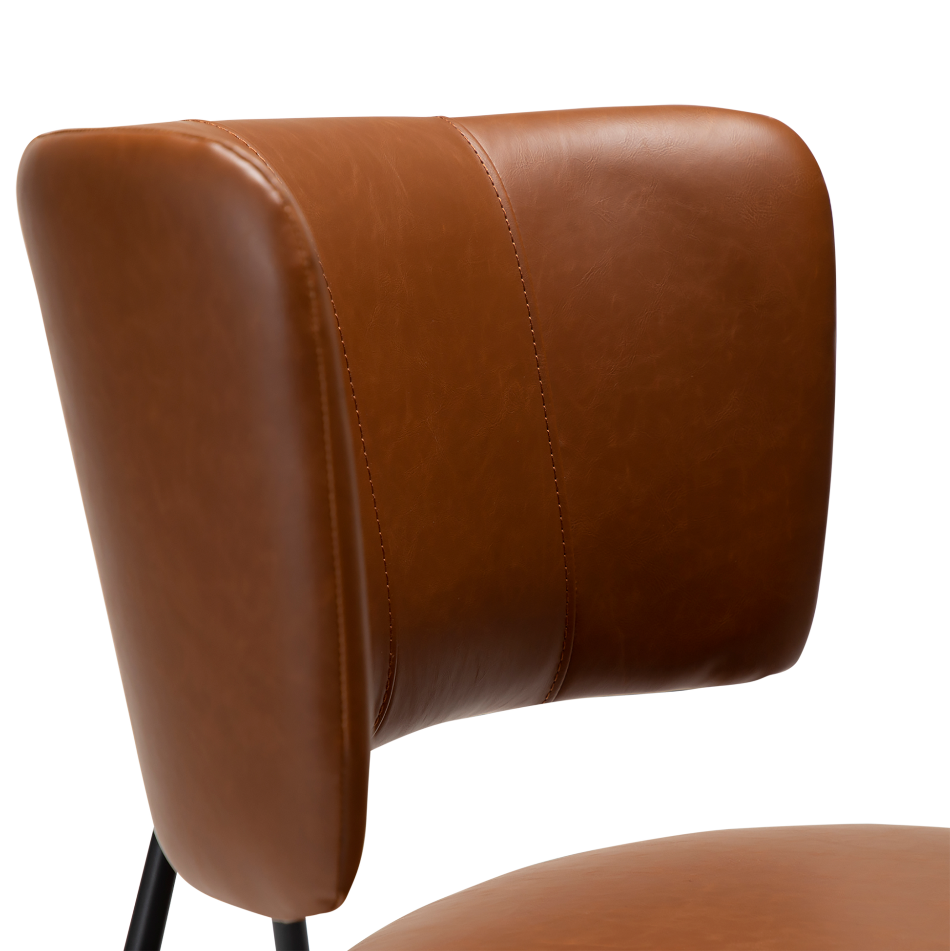 [var:Bezug=Vintage hellbraunes Kunstleder mit schwarzen Beinen] ROOST Stuhl