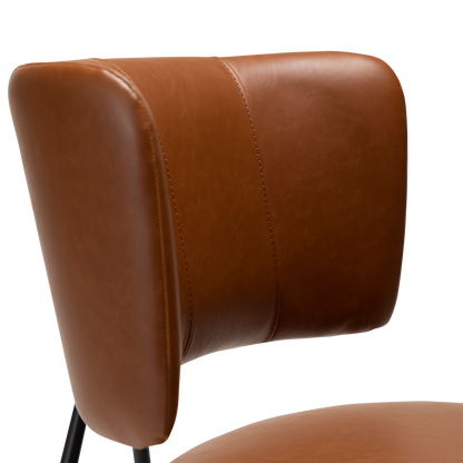 [var:Bezug=Vintage hellbraunes Kunstleder mit schwarzen Beinen] ROOST Stuhl