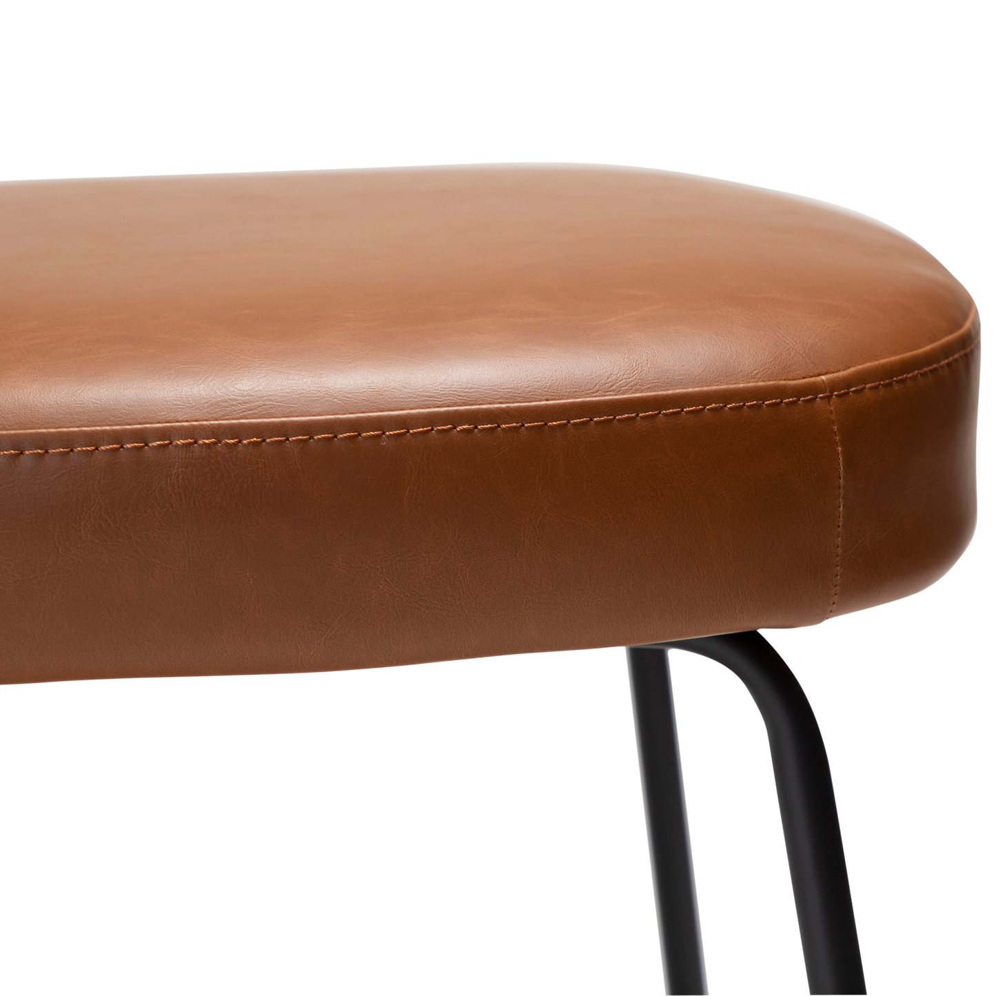 [var:Bezug=Vintage hellbraunes Kunstleder mit schwarzen Beinen] ROOST Stuhl