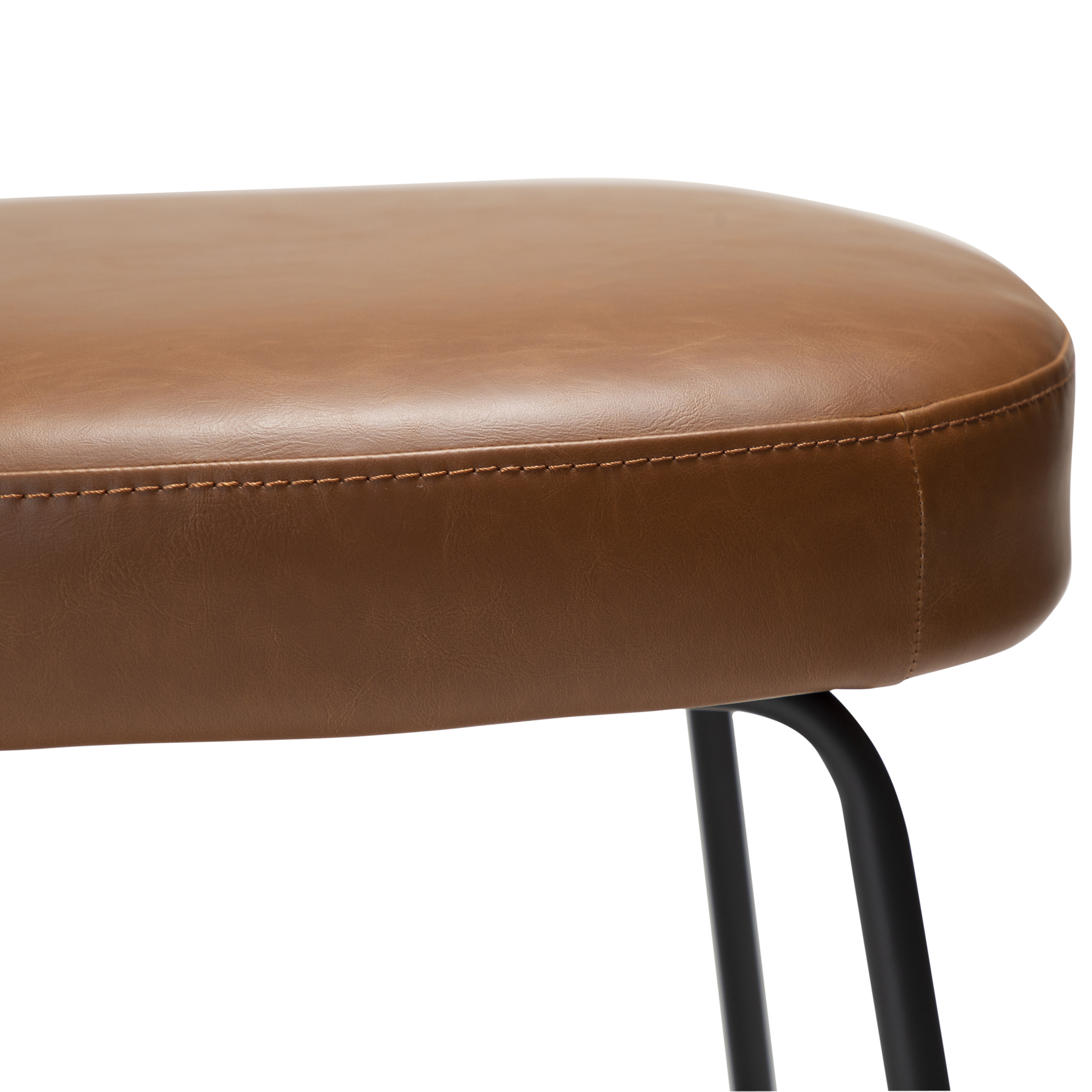 [var:Bezug=Vintage hellbraunes Kunstleder mit schwarzen Beinen] ROOST Stuhl