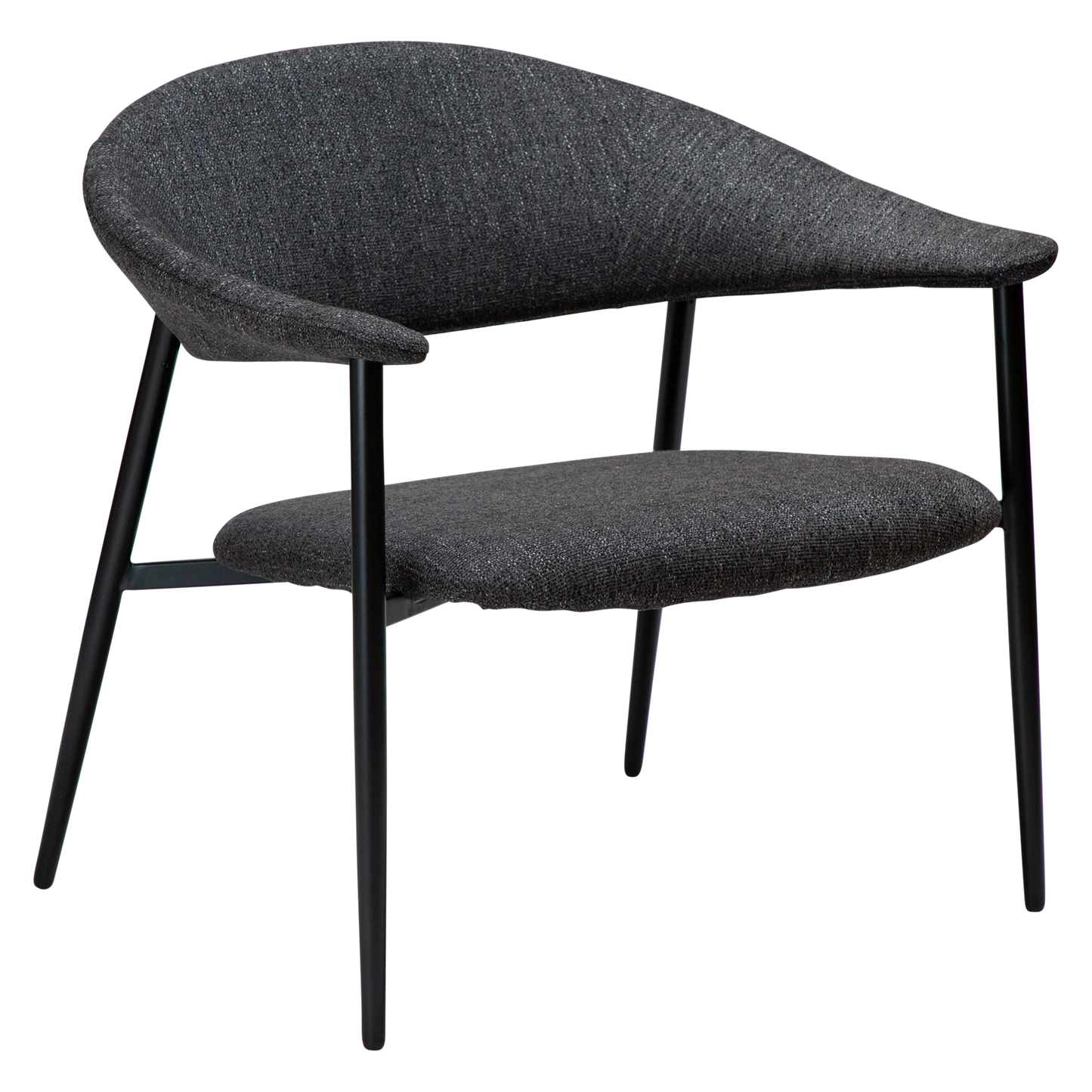 [var:Bezug=Raben schwarzes Bouclé-Gewebe mit schwarzen Beinen] ROVER Loungesessel