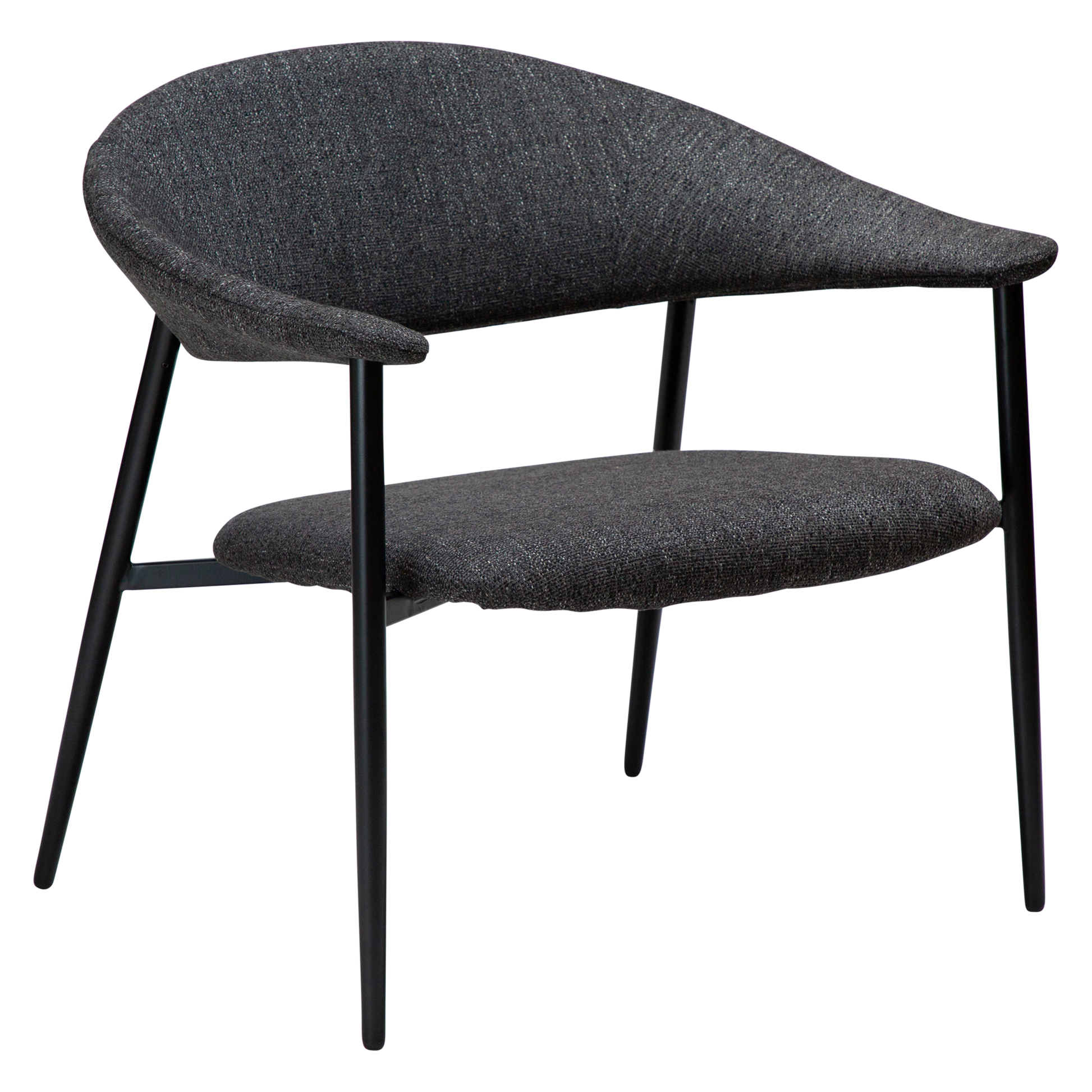 [var:Bezug=Raben schwarzes Bouclé-Gewebe mit schwarzen Beinen] ROVER Loungesessel