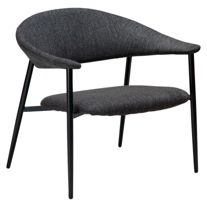 [var:Bezug=Raben schwarzes Bouclé-Gewebe mit schwarzen Beinen] ROVER Loungesessel