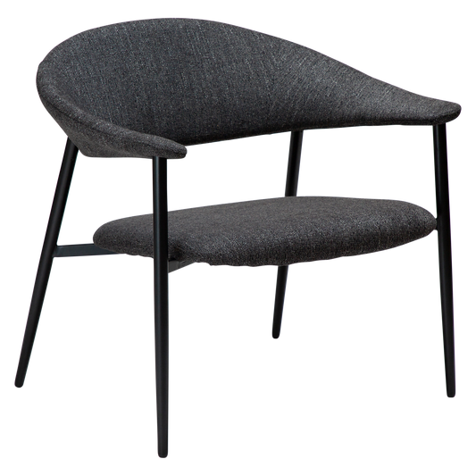 [var:Bezug=Raben schwarzes Bouclé-Gewebe mit schwarzen Beinen] ROVER Loungesessel