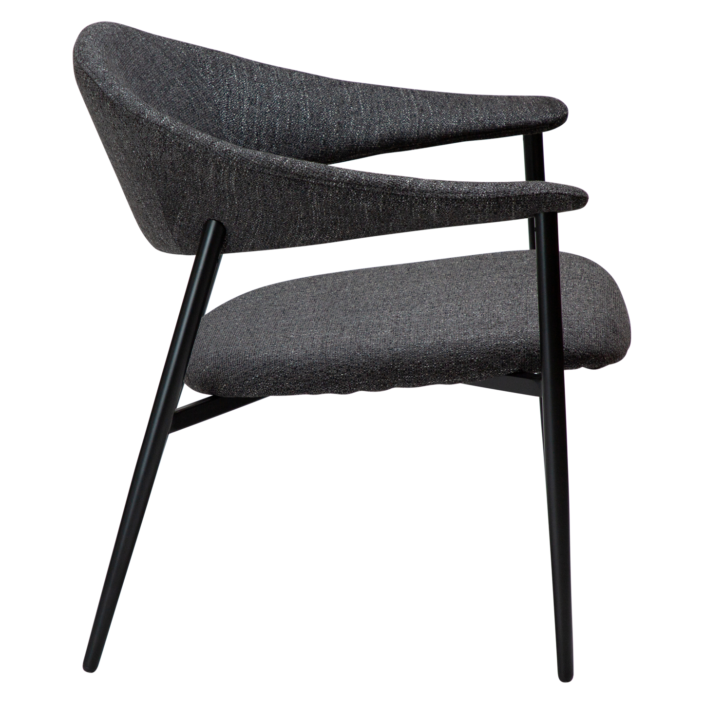 [var:Bezug=Raben schwarzes Bouclé-Gewebe mit schwarzen Beinen] ROVER Loungesessel