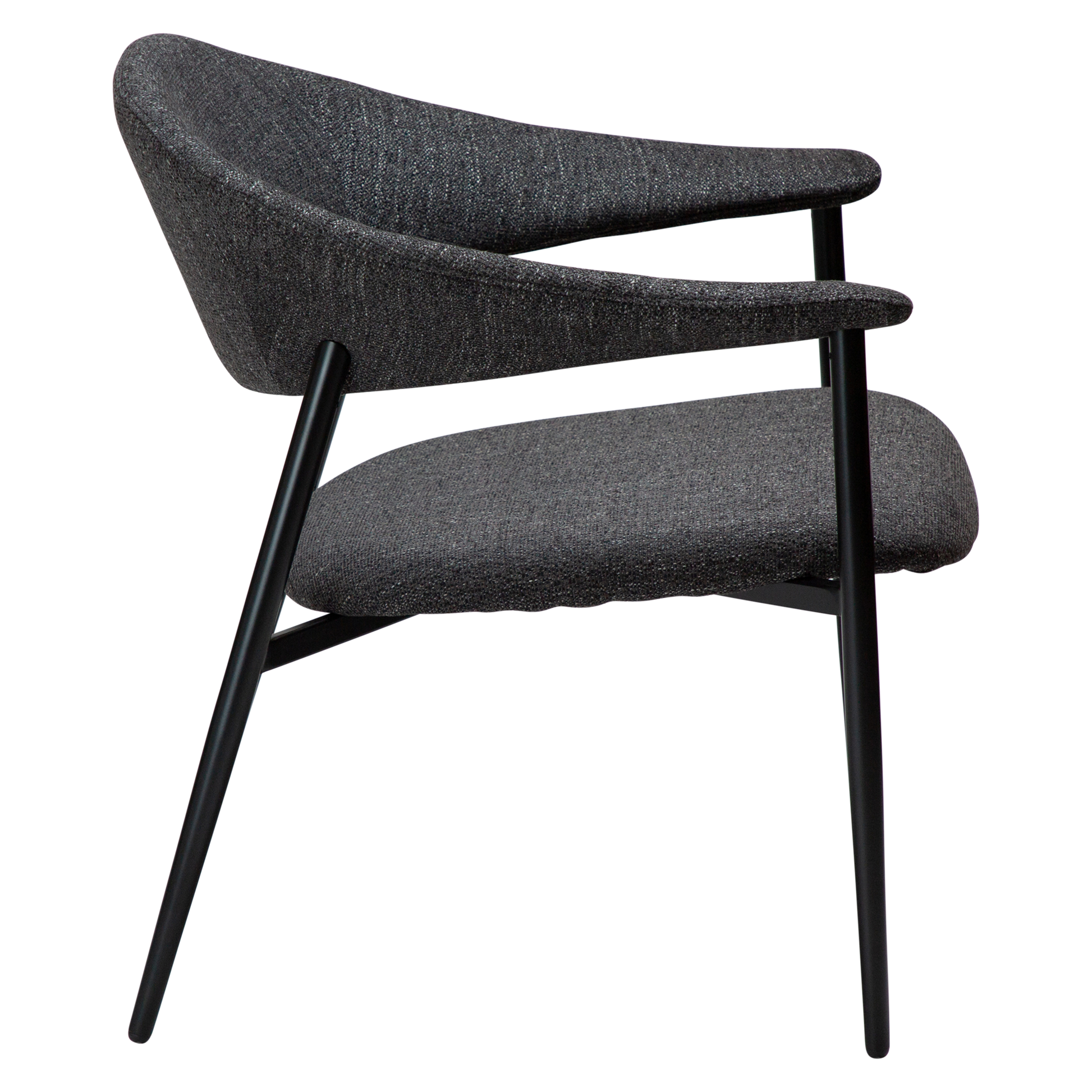 [var:Bezug=Raben schwarzes Bouclé-Gewebe mit schwarzen Beinen] ROVER Loungesessel