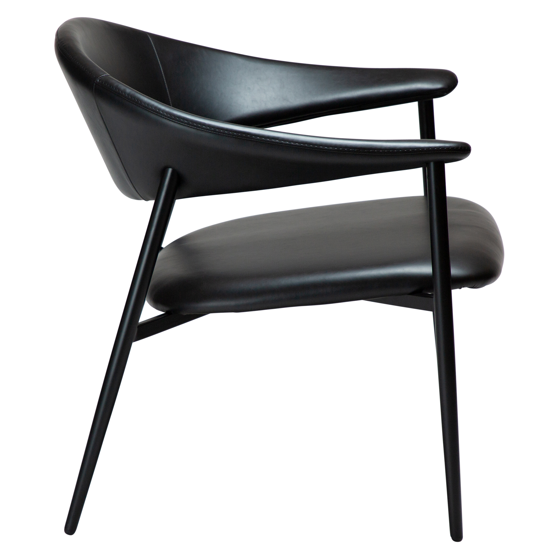 [var:Bezug=Vintage schwarzes Kunstleder mit schwarzen Beinen] ROVER Loungesessel