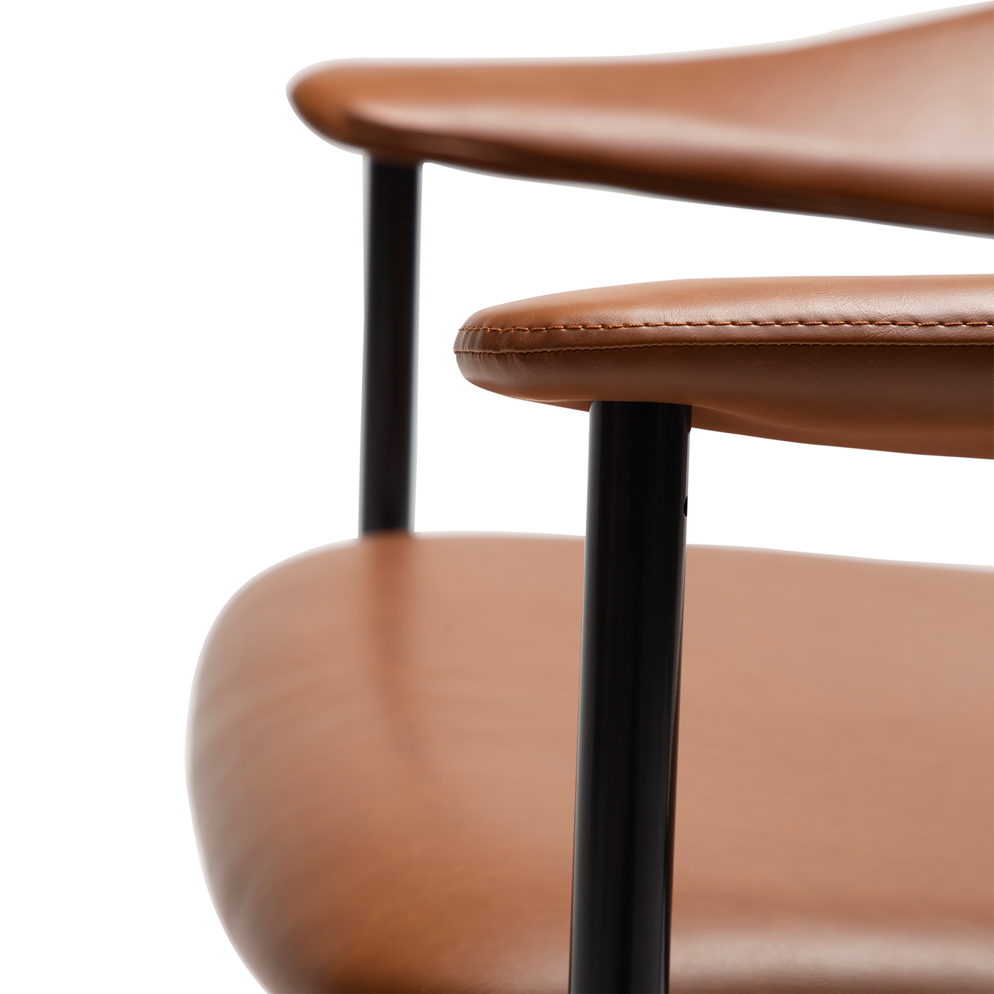 [var:Bezug=Vintage hellbraunes Kunstleder mit schwarzen Beinen] ROVER Loungesessel