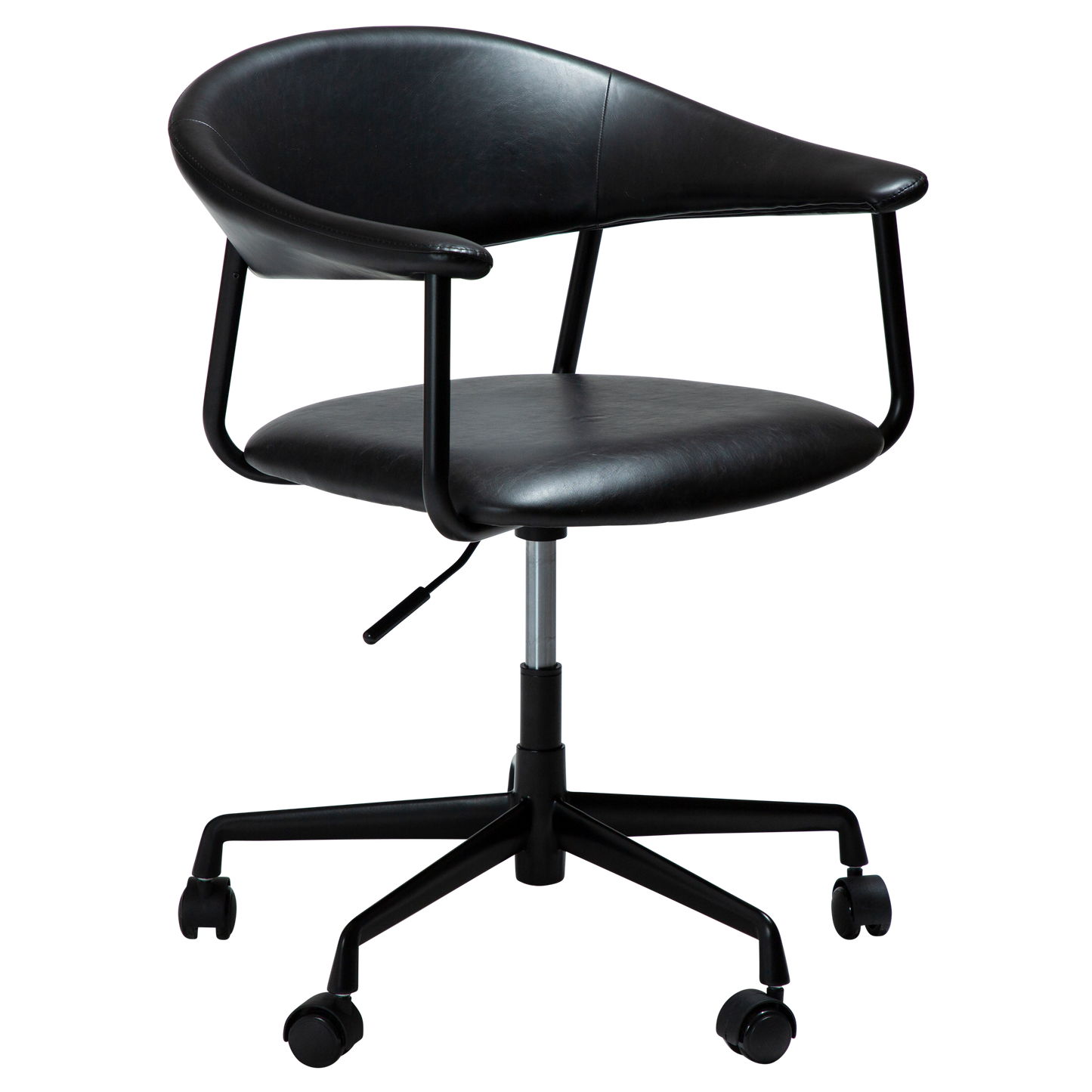 [var:Bezug=Vintage schwarzes Kunstleder mit schwarzem Bürobasis] ROVER Bürostuhl