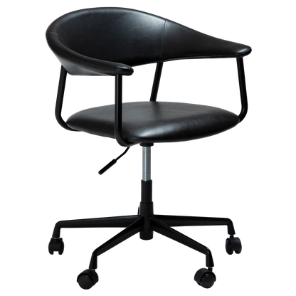 [var:Bezug=Vintage schwarzes Kunstleder mit schwarzem Bürobasis] ROVER Bürostuhl