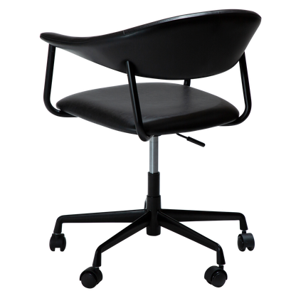 [var:Bezug=Vintage schwarzes Kunstleder mit schwarzem Bürobasis] ROVER Bürostuhl