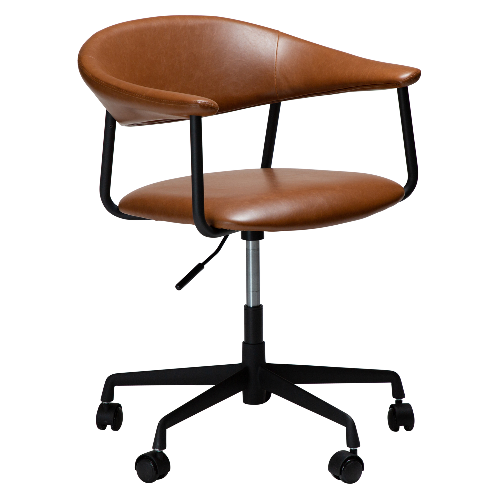 [var:Bezug=Vintage hellbraunes Kunstleder mit schwarzem Bürobasis] ROVER Bürostuhl