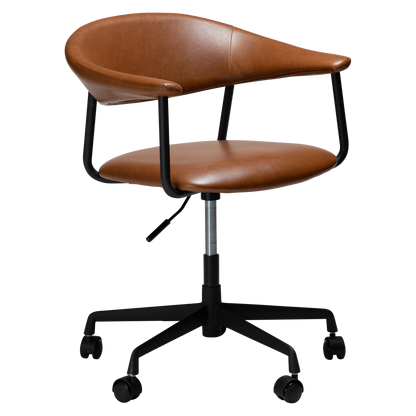 [var:Bezug=Vintage hellbraunes Kunstleder mit schwarzem Bürobasis] ROVER Bürostuhl