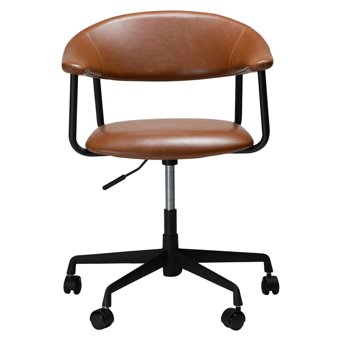 [var:Bezug=Vintage hellbraunes Kunstleder mit schwarzem Bürobasis] ROVER Bürostuhl