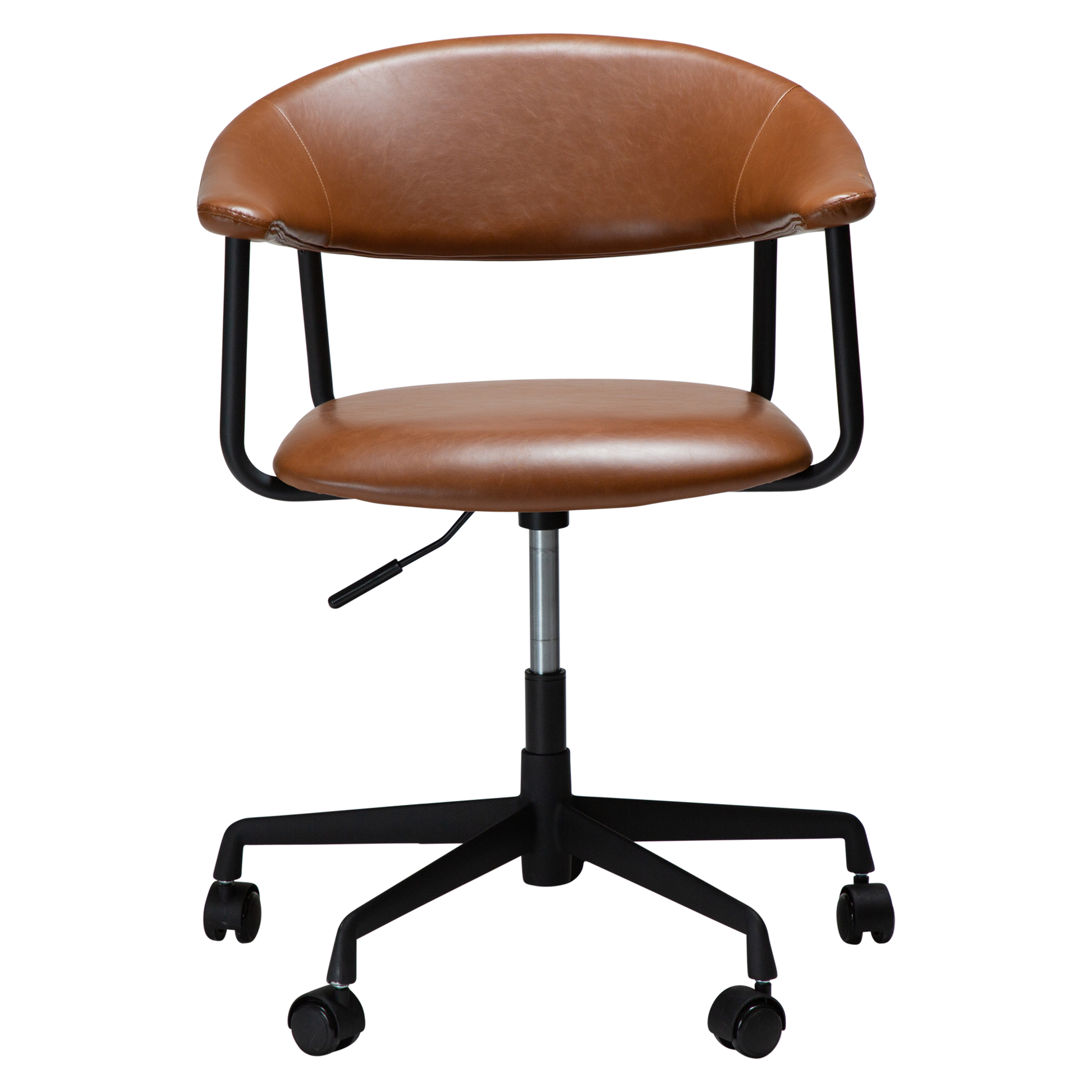 [var:Bezug=Vintage hellbraunes Kunstleder mit schwarzem Bürobasis] ROVER Bürostuhl