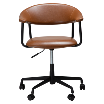 [var:Bezug=Vintage hellbraunes Kunstleder mit schwarzem Bürobasis] ROVER Bürostuhl