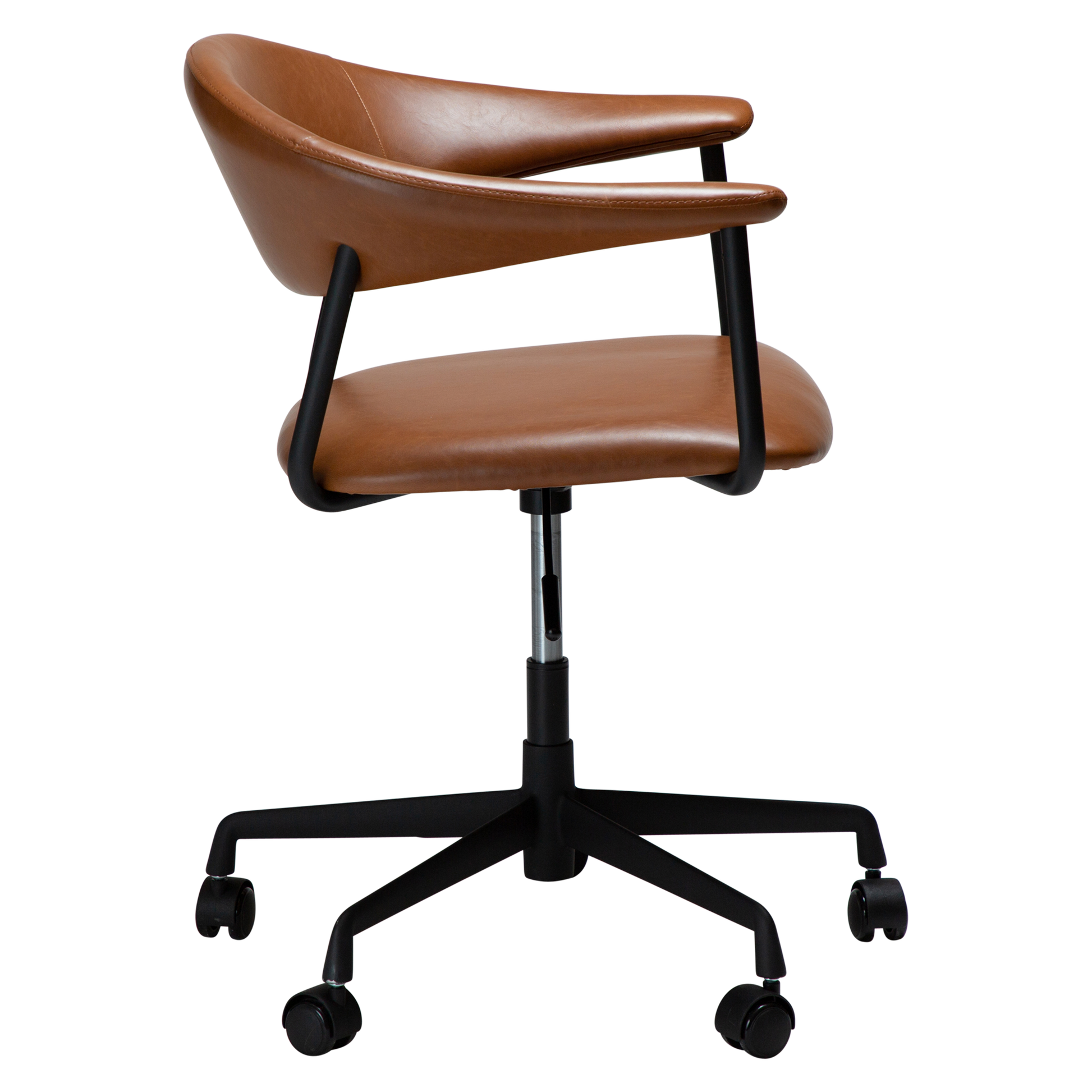 [var:Bezug=Vintage hellbraunes Kunstleder mit schwarzem Bürobasis] ROVER Bürostuhl