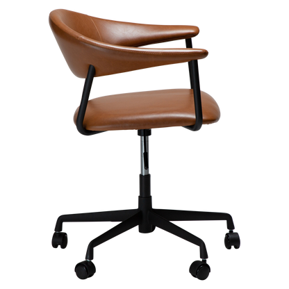 [var:Bezug=Vintage hellbraunes Kunstleder mit schwarzem Bürobasis] ROVER Bürostuhl
