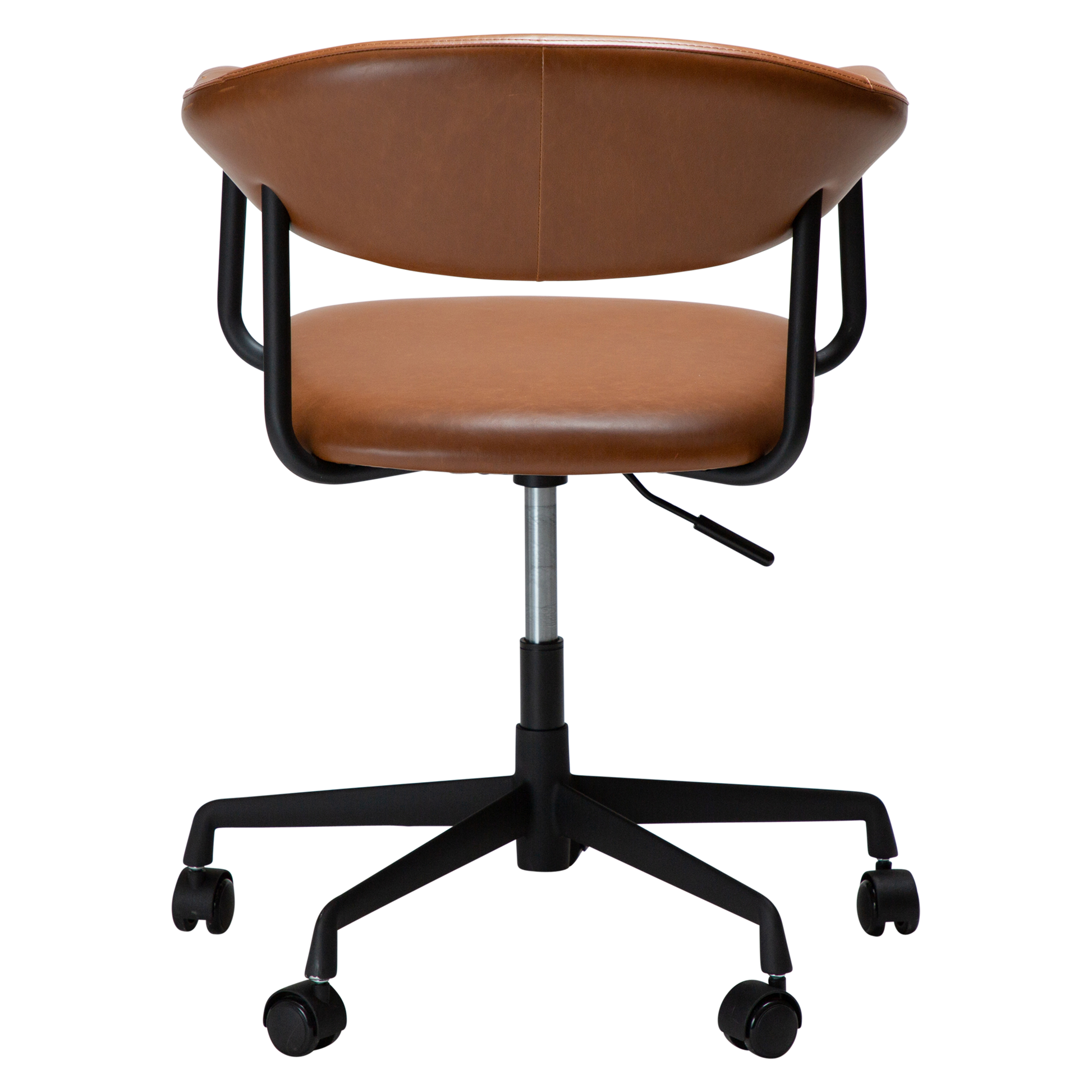 [var:Bezug=Vintage hellbraunes Kunstleder mit schwarzem Bürobasis] ROVER Bürostuhl