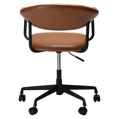 [var:Bezug=Vintage hellbraunes Kunstleder mit schwarzem Bürobasis] ROVER Bürostuhl