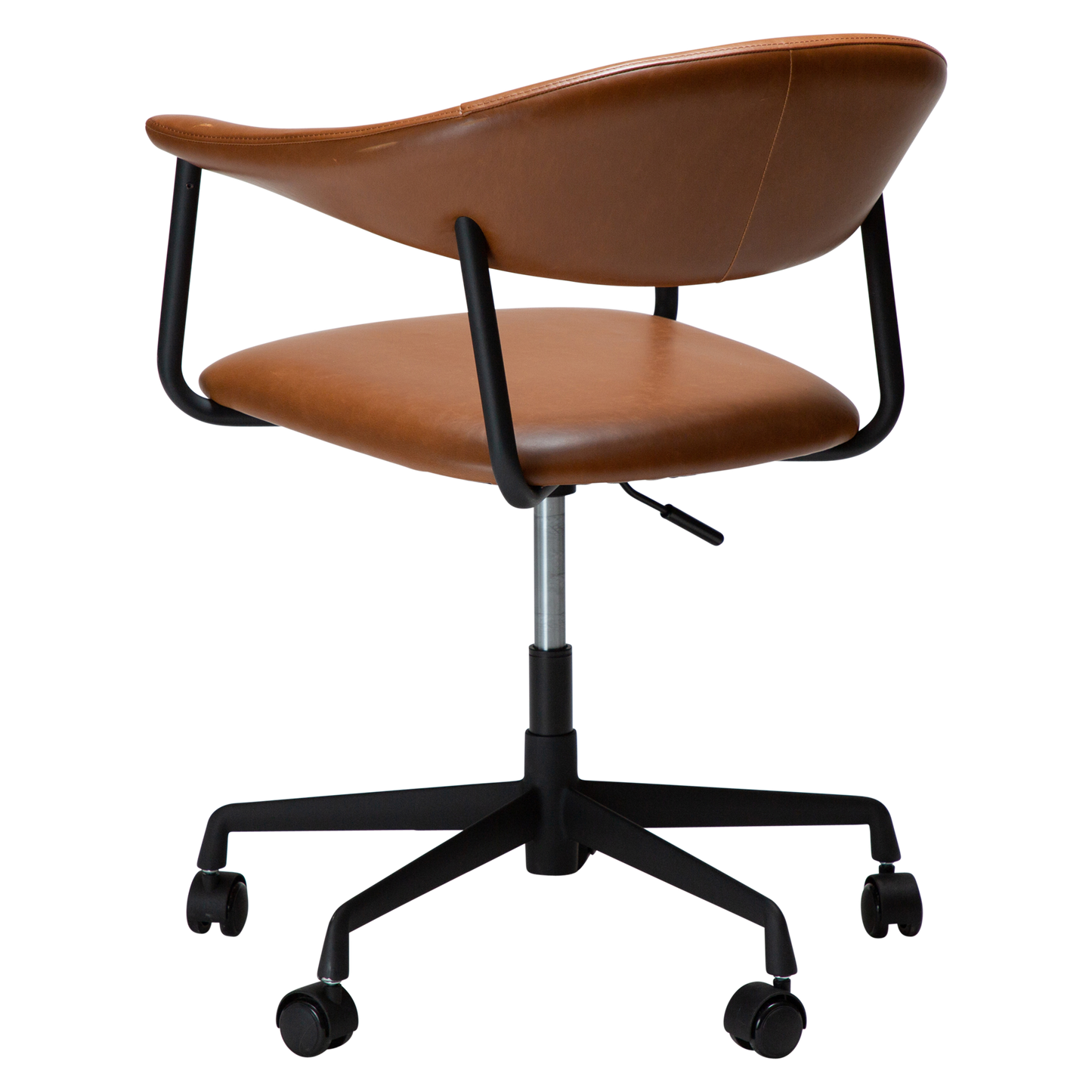 [var:Bezug=Vintage hellbraunes Kunstleder mit schwarzem Bürobasis] ROVER Bürostuhl