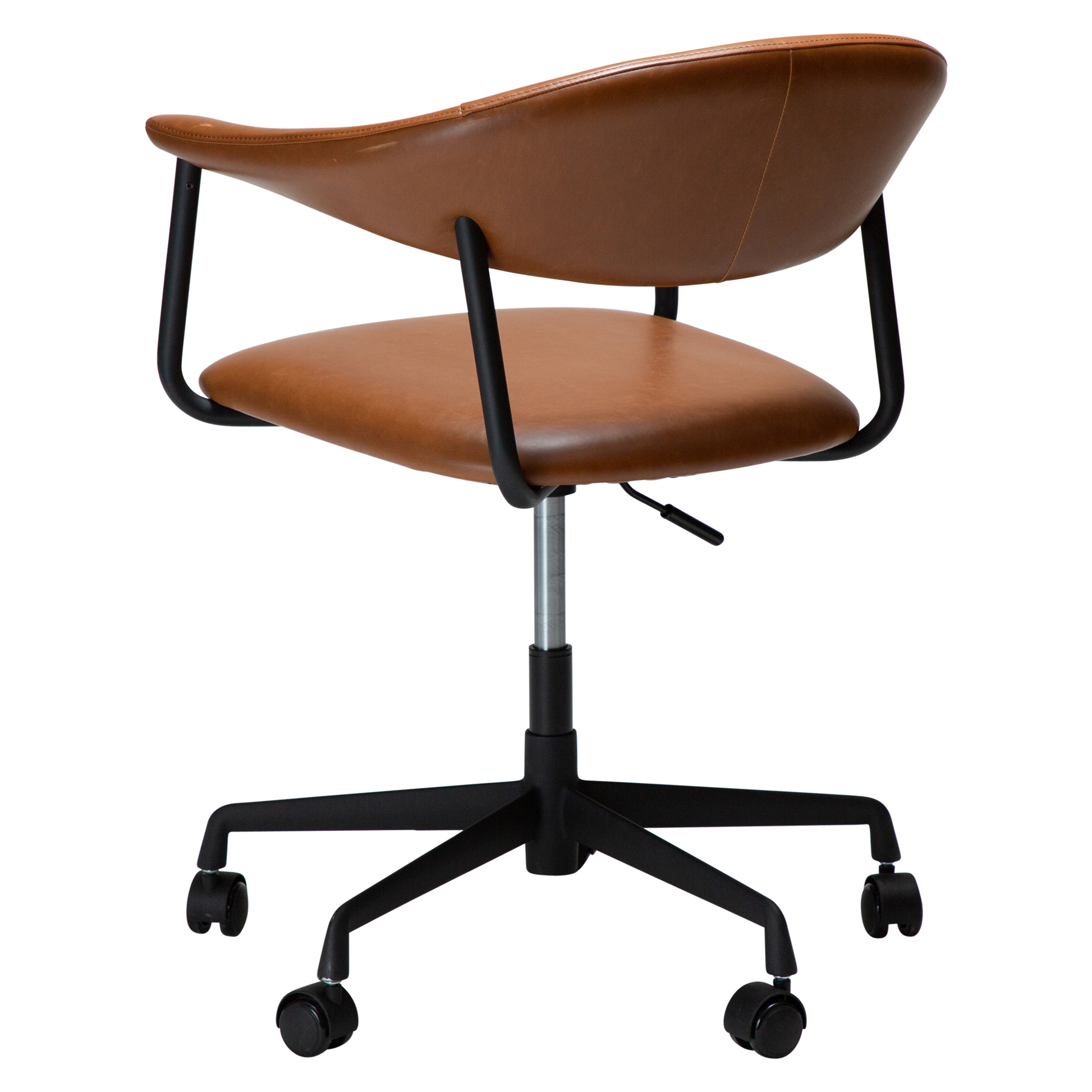 [var:Bezug=Vintage hellbraunes Kunstleder mit schwarzem Bürobasis] ROVER Bürostuhl
