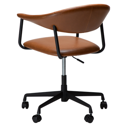 [var:Bezug=Vintage hellbraunes Kunstleder mit schwarzem Bürobasis] ROVER Bürostuhl