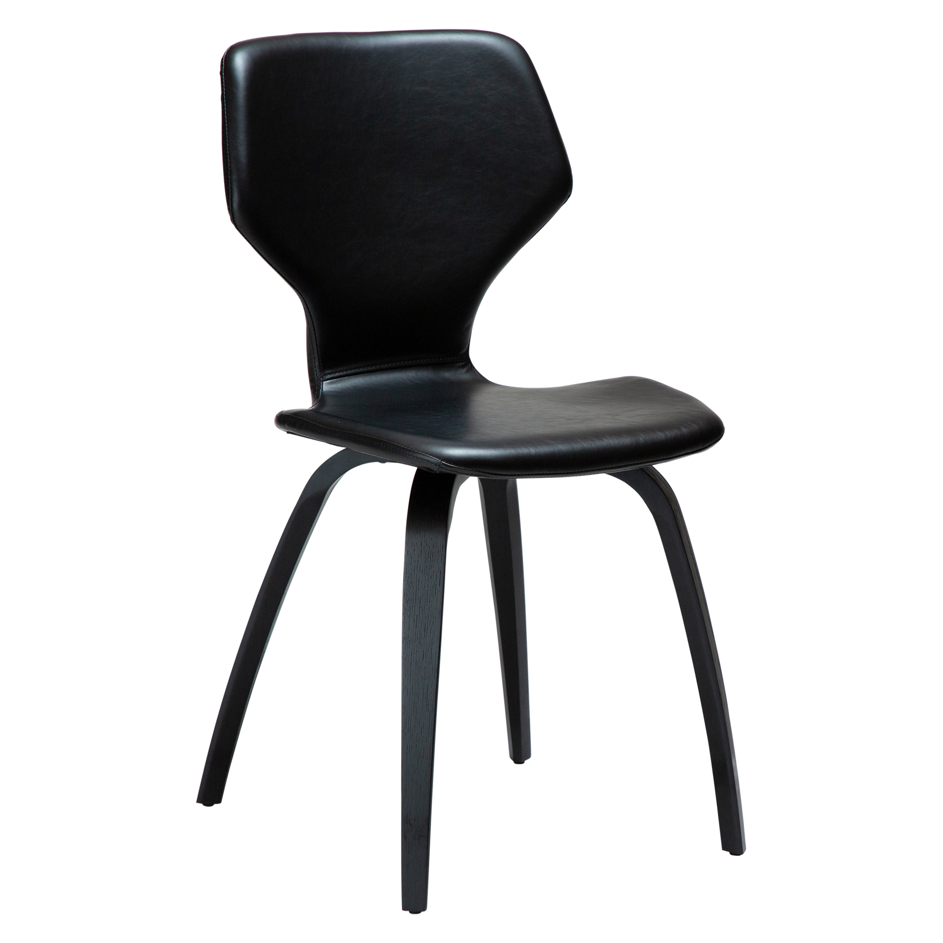 [var:Bezug=Vintage schwarzes Kunstleder mit schwarz gebeizten Eichenbeinen] S.I.T Stuhl