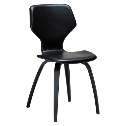 [var:Bezug=Vintage schwarzes Kunstleder mit schwarz gebeizten Eichenbeinen] S.I.T Stuhl