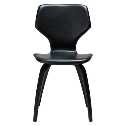 [var:Bezug=Vintage schwarzes Kunstleder mit schwarz gebeizten Eichenbeinen] S.I.T Stuhl