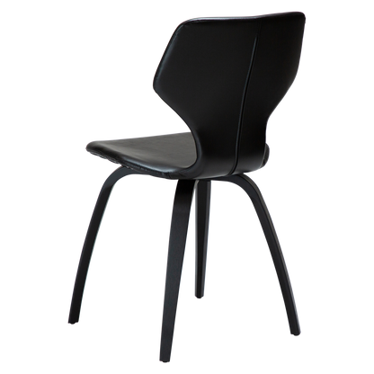 [var:Bezug=Vintage schwarzes Kunstleder mit schwarz gebeizten Eichenbeinen] S.I.T Stuhl