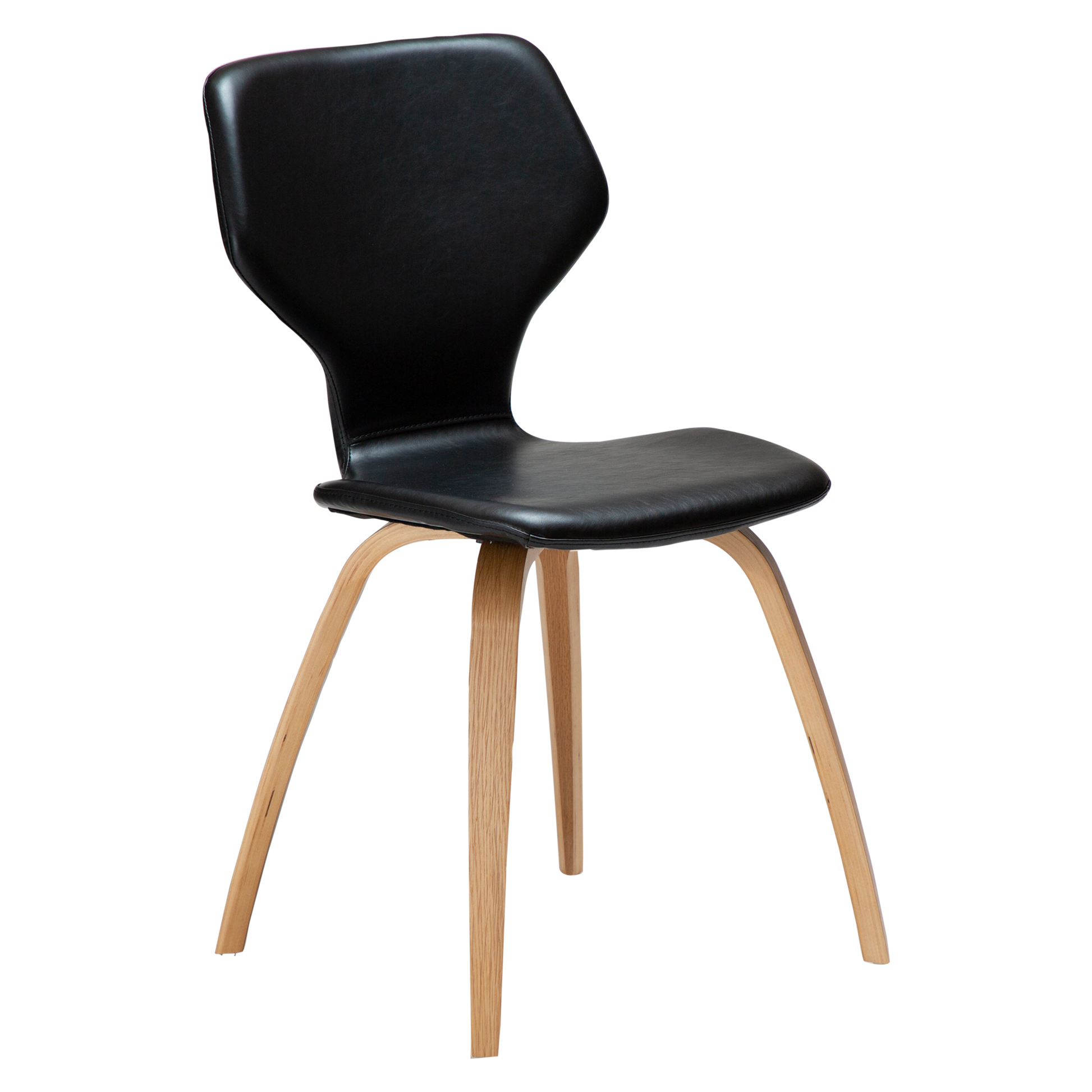 [var:Bezug=Vintage schwarzes Kunstleder mit Eichenfurnierbeinen] S.I.T Stuhl