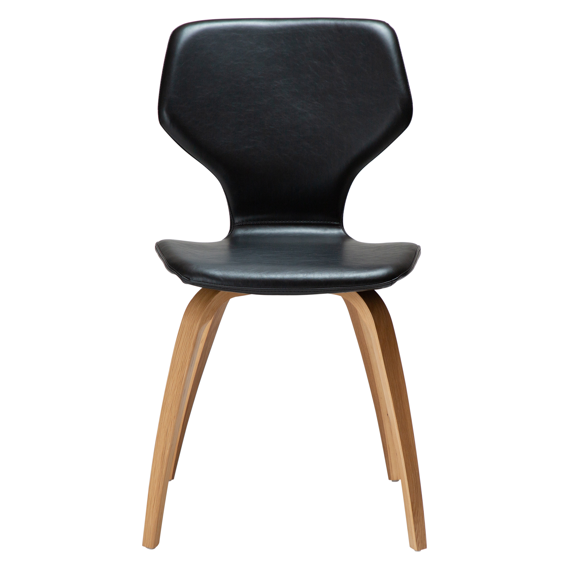 [var:Bezug=Vintage schwarzes Kunstleder mit Eichenfurnierbeinen] S.I.T Stuhl