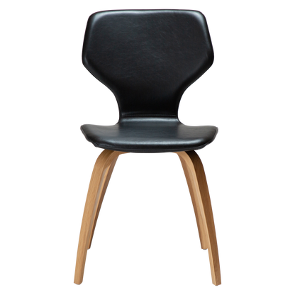 [var:Bezug=Vintage schwarzes Kunstleder mit Eichenfurnierbeinen] S.I.T Stuhl