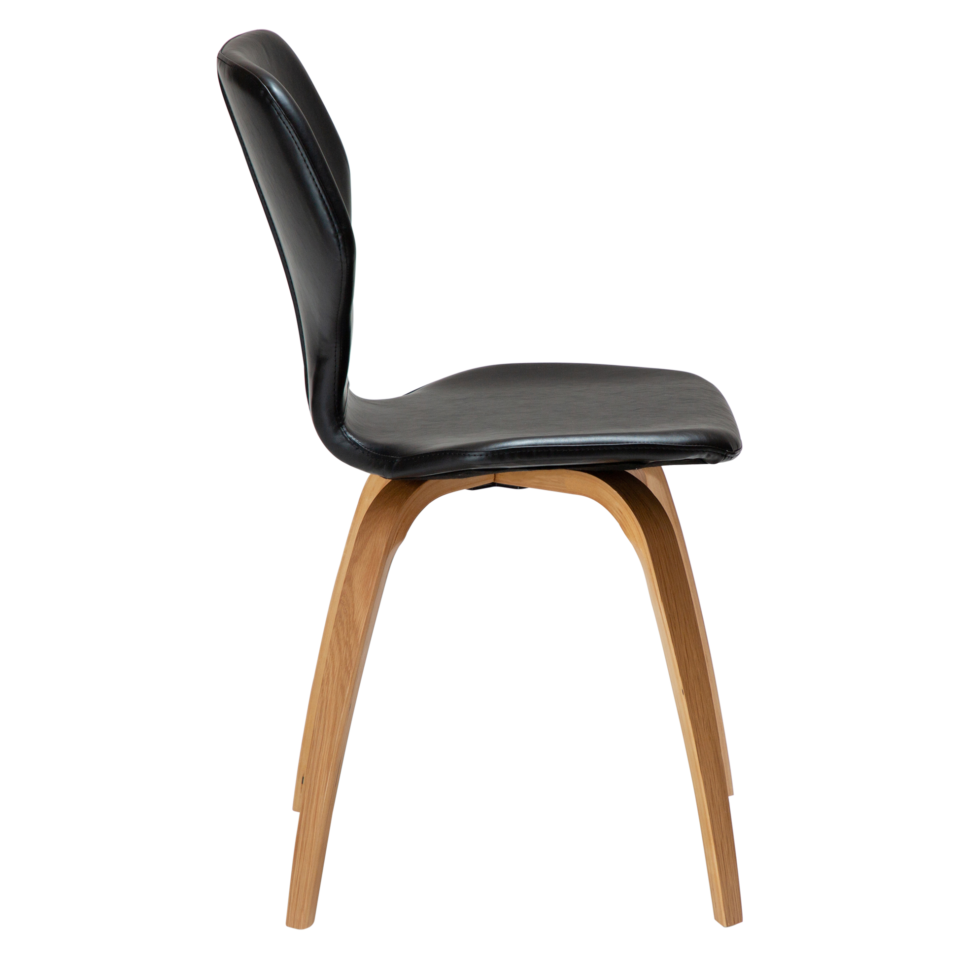 [var:Bezug=Vintage schwarzes Kunstleder mit Eichenfurnierbeinen] S.I.T Stuhl