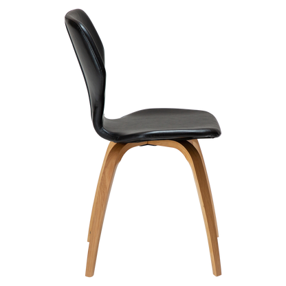 [var:Bezug=Vintage schwarzes Kunstleder mit Eichenfurnierbeinen] S.I.T Stuhl