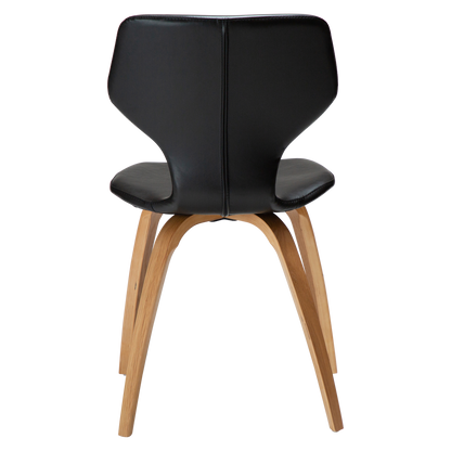 [var:Bezug=Vintage schwarzes Kunstleder mit Eichenfurnierbeinen] S.I.T Stuhl