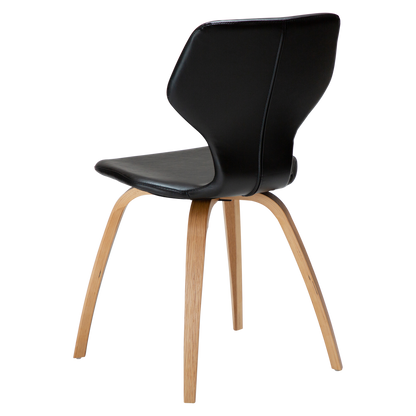 [var:Bezug=Vintage schwarzes Kunstleder mit Eichenfurnierbeinen] S.I.T Stuhl