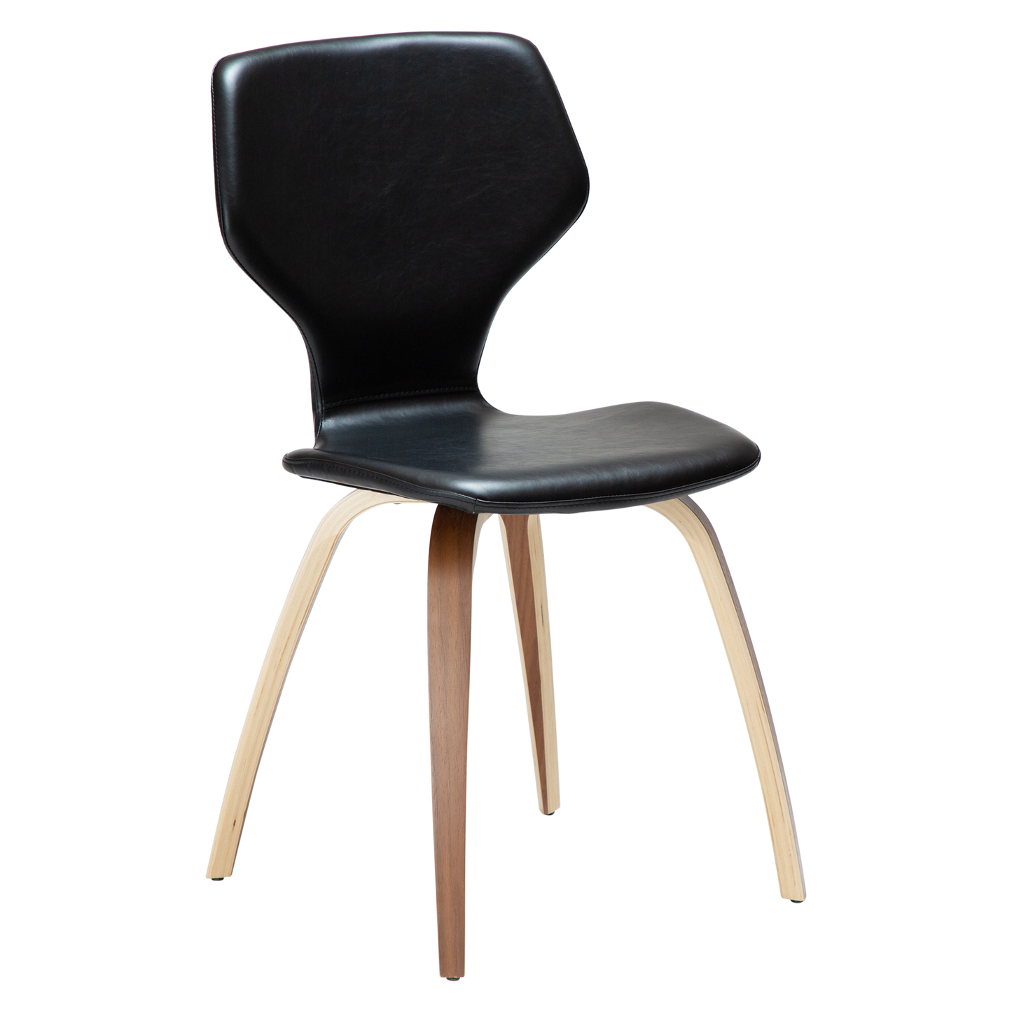 [var:Bezug=Vintage schwarzes Kunstleder mit Walnussbeinen] S.I.T Stuhl