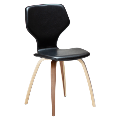 [var:Bezug=Vintage schwarzes Kunstleder mit Walnussbeinen] S.I.T Stuhl