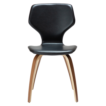 [var:Bezug=Vintage schwarzes Kunstleder mit Walnussbeinen] S.I.T Stuhl