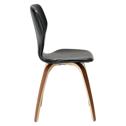 [var:Bezug=Vintage schwarzes Kunstleder mit Walnussbeinen] S.I.T Stuhl