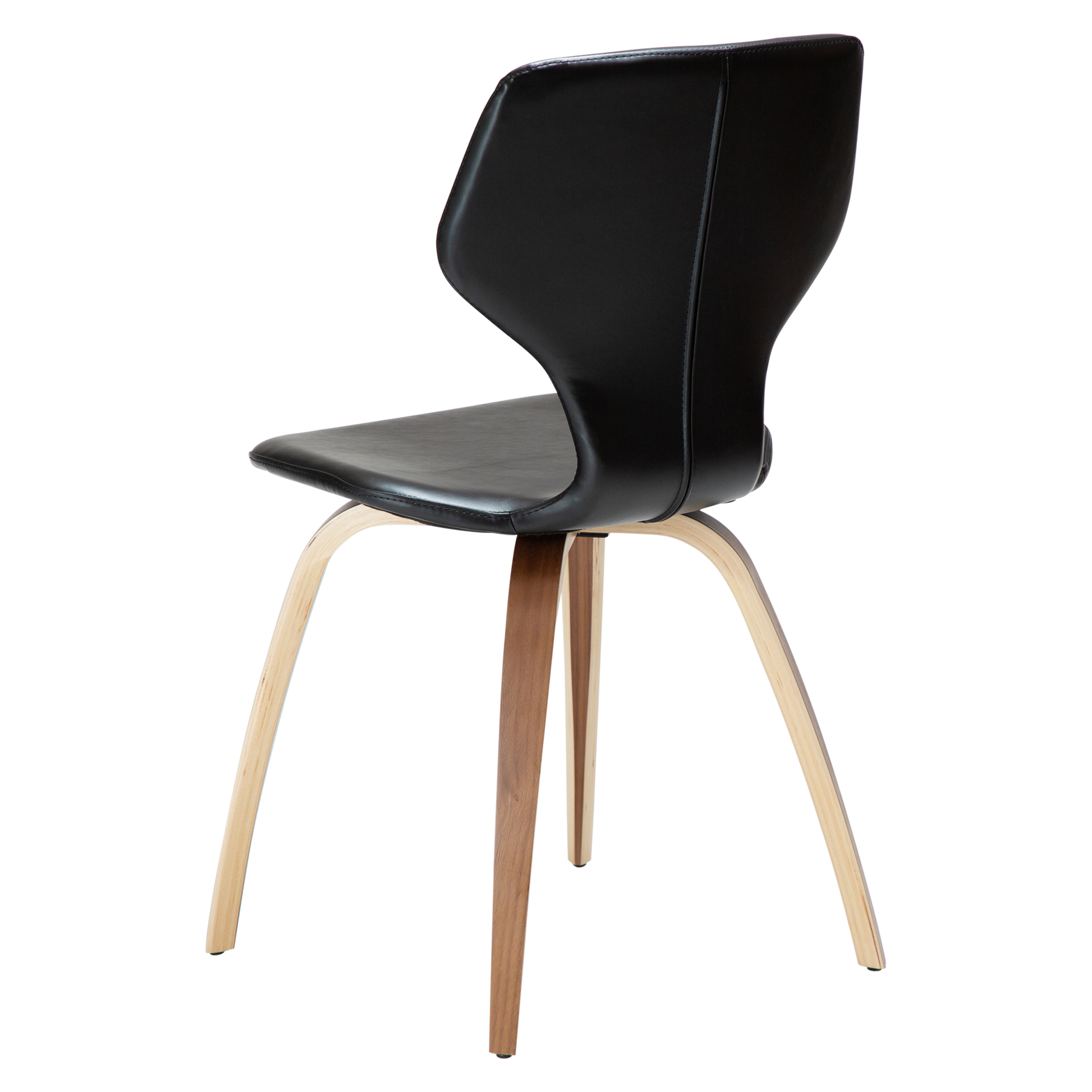 [var:Bezug=Vintage schwarzes Kunstleder mit Walnussbeinen] S.I.T Stuhl