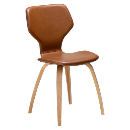 [var:Bezug=Vintage hellbraunes Kunstleder mit Eichenfurnierbeinen] S.I.T Stuhl