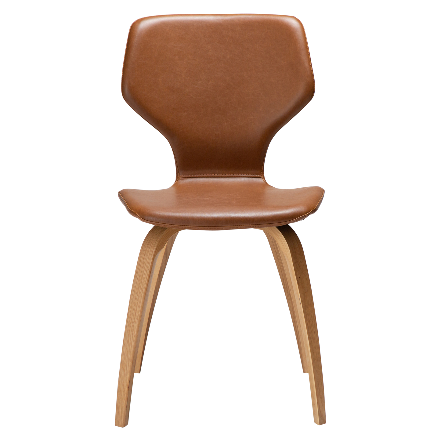 [var:Bezug=Vintage hellbraunes Kunstleder mit Eichenfurnierbeinen] S.I.T Stuhl
