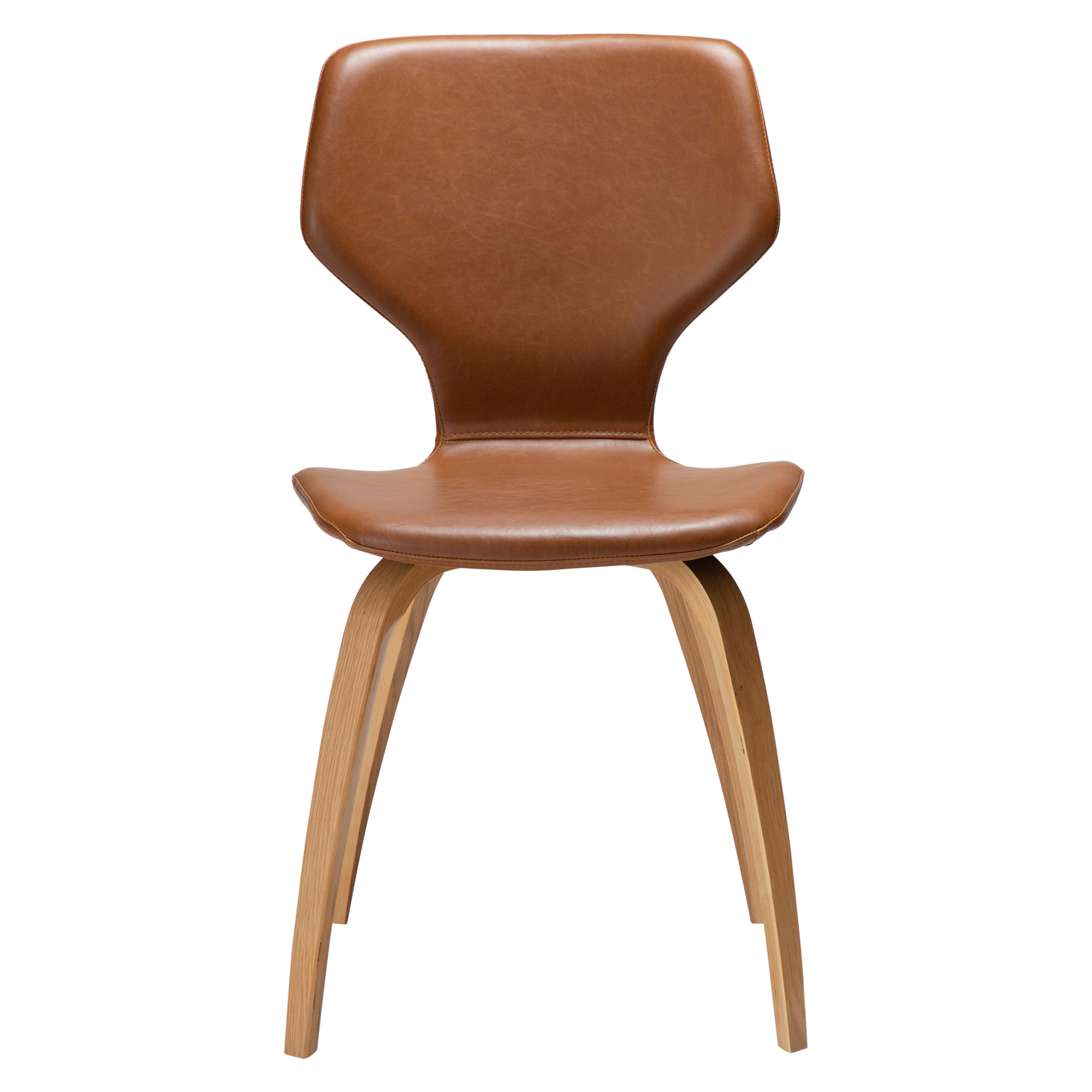 [var:Bezug=Vintage hellbraunes Kunstleder mit Eichenfurnierbeinen] S.I.T Stuhl