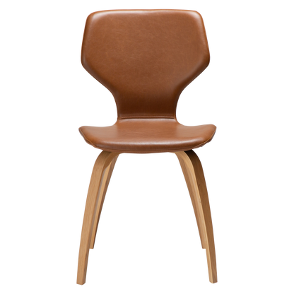 [var:Bezug=Vintage hellbraunes Kunstleder mit Eichenfurnierbeinen] S.I.T Stuhl